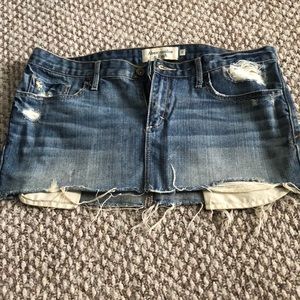 Distressed jean skirt